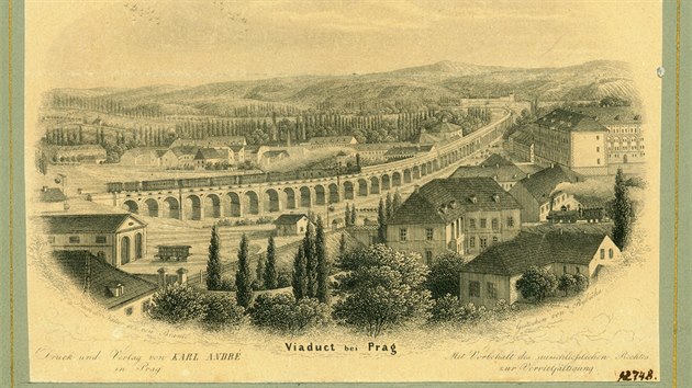 Negrelliho viadukt na ocelorytu Josefa Rybičky z roku 1857.