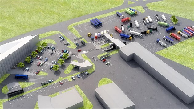 Vizualizace obho autoparku u dlnice D1 vedle sjezdu na Ostrovaice na Brnnsku.