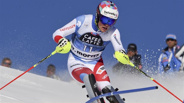 vcarsk lya Daniel Yule ve slalomu Svtovho pohru ve Svatm Moici.