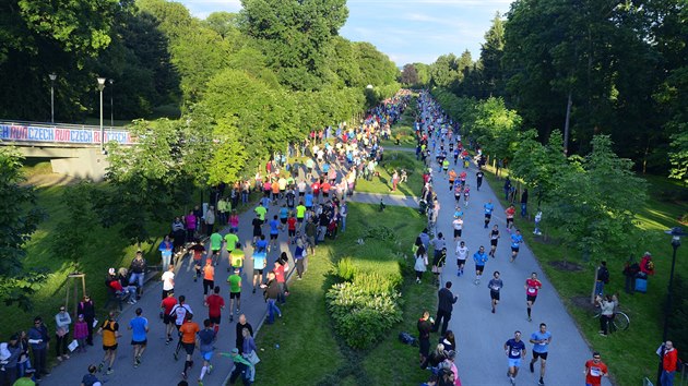 Pohled na astnky olomouckho plmaratonu, kter se v ulicch msta bel v ervnu 2015.