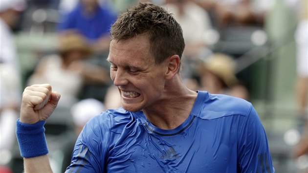 RADOST. Tom Berdych slav postup do tvrtfinle turnaje v Miami.