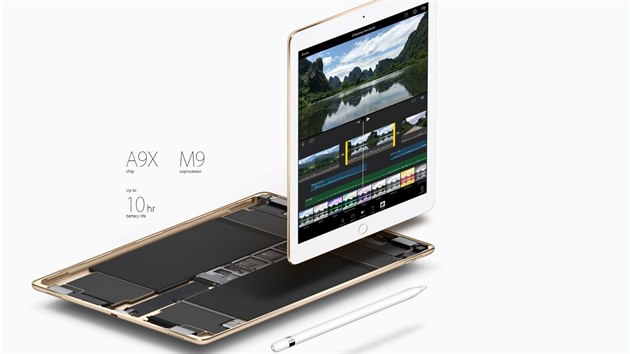 iPadu Pro s 9,7" displejem zvl�dne 10 hodin b�hu na baterie