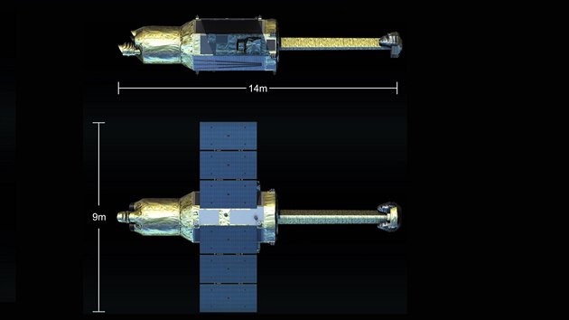 Rozmry druice Astro-H na ilustraci japonsk agentury JAXA