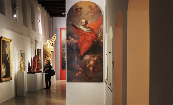 Obraz svatého Václava v nebeské slávě na výstavě Zbožnost a vznešenost.