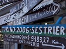 Olympijský rozcestník v italském Sestriere nedaleko Turína, kde se v roce 2006...