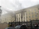 V budov ruského ministerstva obrany v centru Moskvy vypukl poár. (3. dubna...