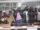 Protest pákistánských migrant na ostrov Lesbos (5. dubna 2016)