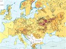 Mapa zobrazuje celkový nakumulovaný spad Cesia 137 v Evropě následkem...