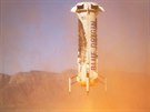 Pistávání návratového modulu rakety New Shepard spolenosti Blue Origin na...