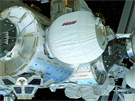 Nafukovací modul Beam je na ilustraci NASA připojen k ISS.