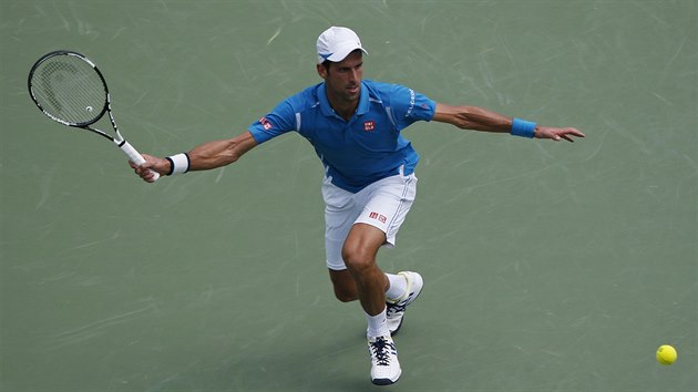 Novak Djokovi dobh mek v semifinlovm duelu s Davidem Goffinem.