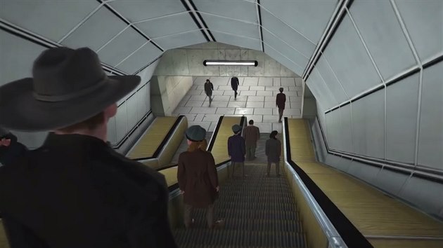 Schody  do metra v počítačové hře o bezdomovcích.