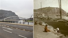 Ústecký pístav kolem roku 1890 a v souasnosti