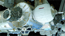 Nafukovací modul Beam je na ilustraci NASA pipojen k ISS.