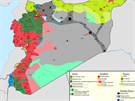 Mapa znázorující situaci v Sýrii z dubna 2016 od amatérského tvrce...