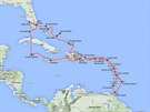 Trasa expedice Karibik 2016