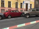 Nehoda v umavské ulici v Praze (12. dubna 2016).