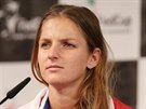 Karolína Plíková pi losu semifinále Fed Cupu výcarsko - esko.