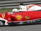 Sebastain Vettel ze stáje Ferrari ve Velké cen íny formule 1.