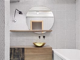 Návrh dvou malých koupelen a kuchyně v mezonetovém bytě na pražských...