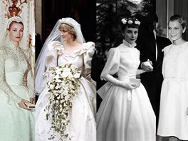 Grace Kelly, princezna Diana, Audrey Hepburnová a Mia Farrowová ve svatebních...