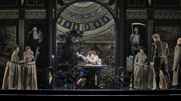 Scéna z Donizettiho opery Roberto Devereux v Metropolitní opeře