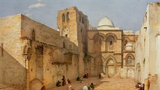 Chrám Božího hrobu v Jeruzalémě na dobové malbě