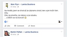 Facebookové vzkazy zpvace Lence Dusilové za její kritiku Miloe Zemana na...