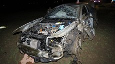 Snímek z nehody vozu audi mezi obcemi Sudkov a Dolní Studénky na �umpersku z...