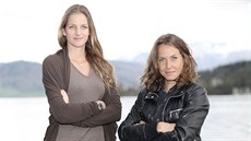 Karolína Plíšková (vlevo) a Barbora Strýcová před Fed Cupem ve Švýcarsku