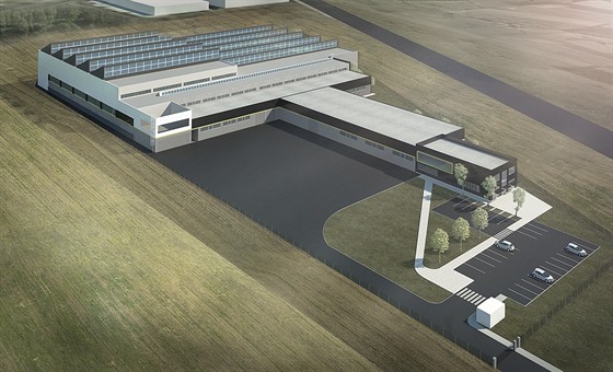 Vizualizace, jak by měla vypadat továrna, kterou chce v Mošnově postavit firma Vítkovice – výzkum a vývoj – technické aplikace. 