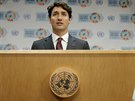 Kanadský premiér Justin Trudeau na tiskové konference k nové klimatické dohod,...