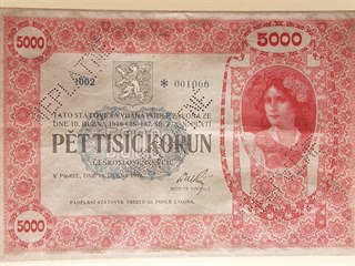 Nejvzácnější je pětitisícikoruna z roku 1919.