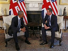 Setkn americkho prezidenta Baracka Obamy s britskm premirem Davidem...