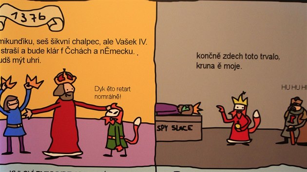 Výstava komiksu Opráski sčeskí historje na brněnském hradu Špilberk.