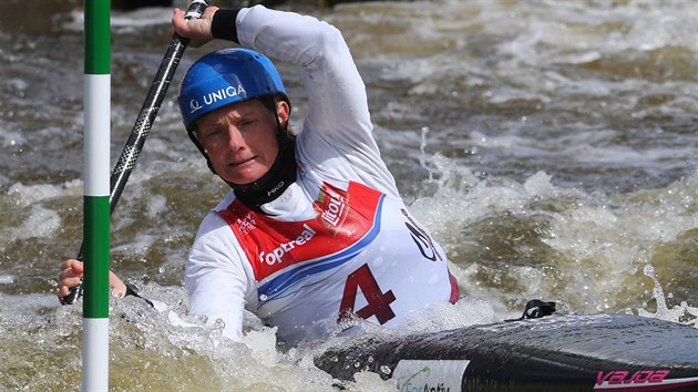 tpnka Hilgertov bhem kvalifikace vodnch slalom v prask Troji