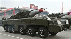 Rakety Masudan severokorejský režim pravidelně ukazuje na vojenských...