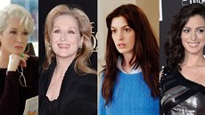 Meryl Streepová a Anne Hathawayová v letech 2006 a 2016
