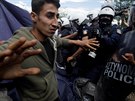 Protest v uprchlickém táboe Idomeni na ecko-makedonské hranici (5. kvtna...