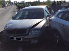 Hromadná nehoda zablokovala provoz na D11 (9.5.2016).