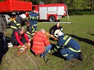 K�� uv�zl ve studni u statku v B�dovic�ch, vytahovali ho pomoc� hydraulick�...