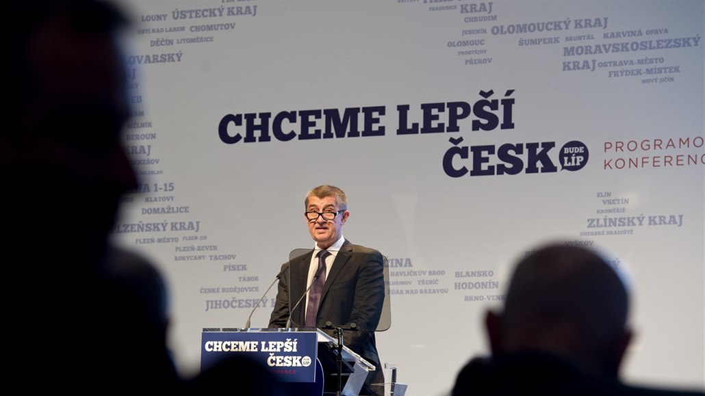 P�edseda hnutí ANO a ministr financí Andrej Babi� na ideové krajské konferenci...