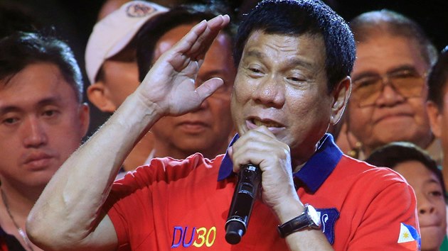 Kandidt na prezidenta Filipn Rodrigo Duterte. Pedvolebn przkumy mu pedpovdaj jasn vtzstv (9. kvtna 2016).