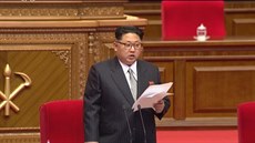 Prezident Kim Čong-un na sjezdu vládnoucí Korejské strany práce (6.5.2016).
