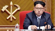 Kim Čong-un na sjezdu Korejské strany pracujících (9. května 2016)