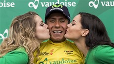ODMNA V CÍLI. Nairo Quintana slaví první titul na závod Kolem Romandie.