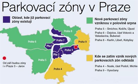 Parkovac zny v Praze - stav platn v polovin kvtna 2016
