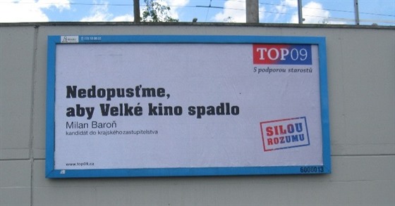 TOP 09 v kampani před krajskými volbami sází na téma Velkého kina ve Zlíně,...