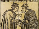 Vyobrazení na kíi papee Urbana V. z 60. let 14. stol. zachycuje papee s...
