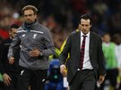 Liverpoolský trenér Jürgen Klopp  a jeho protjek z FC Sevilla Unai Emery...